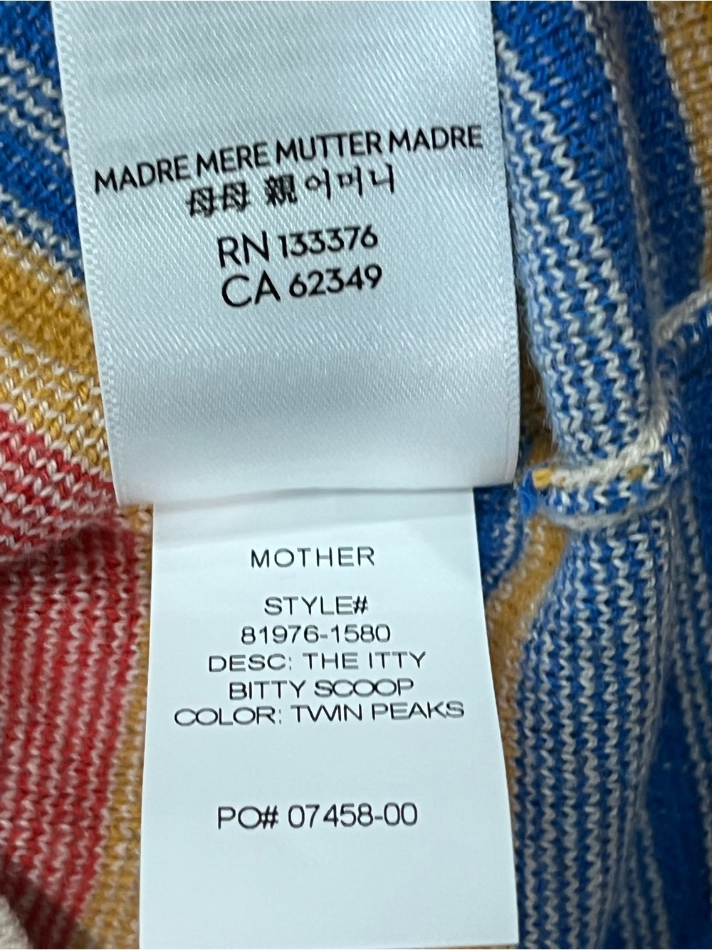 MOTHER The Itty Bitty Scoop Neck Knit Top Twin Peaks Stripe Pearl S NWT - Picture 11 of 13